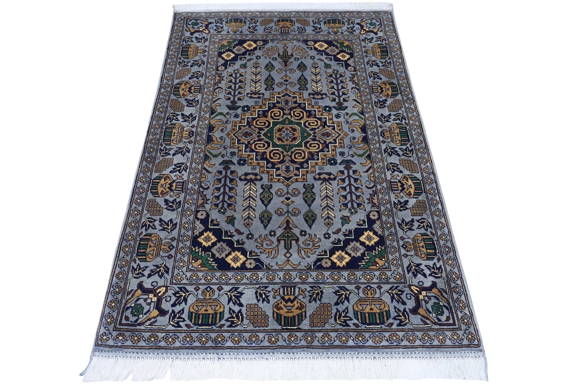 Hand-Knotted Afghani Zerkhaki Wool Rug – 3’4″  x  4’11″ - Nuvé