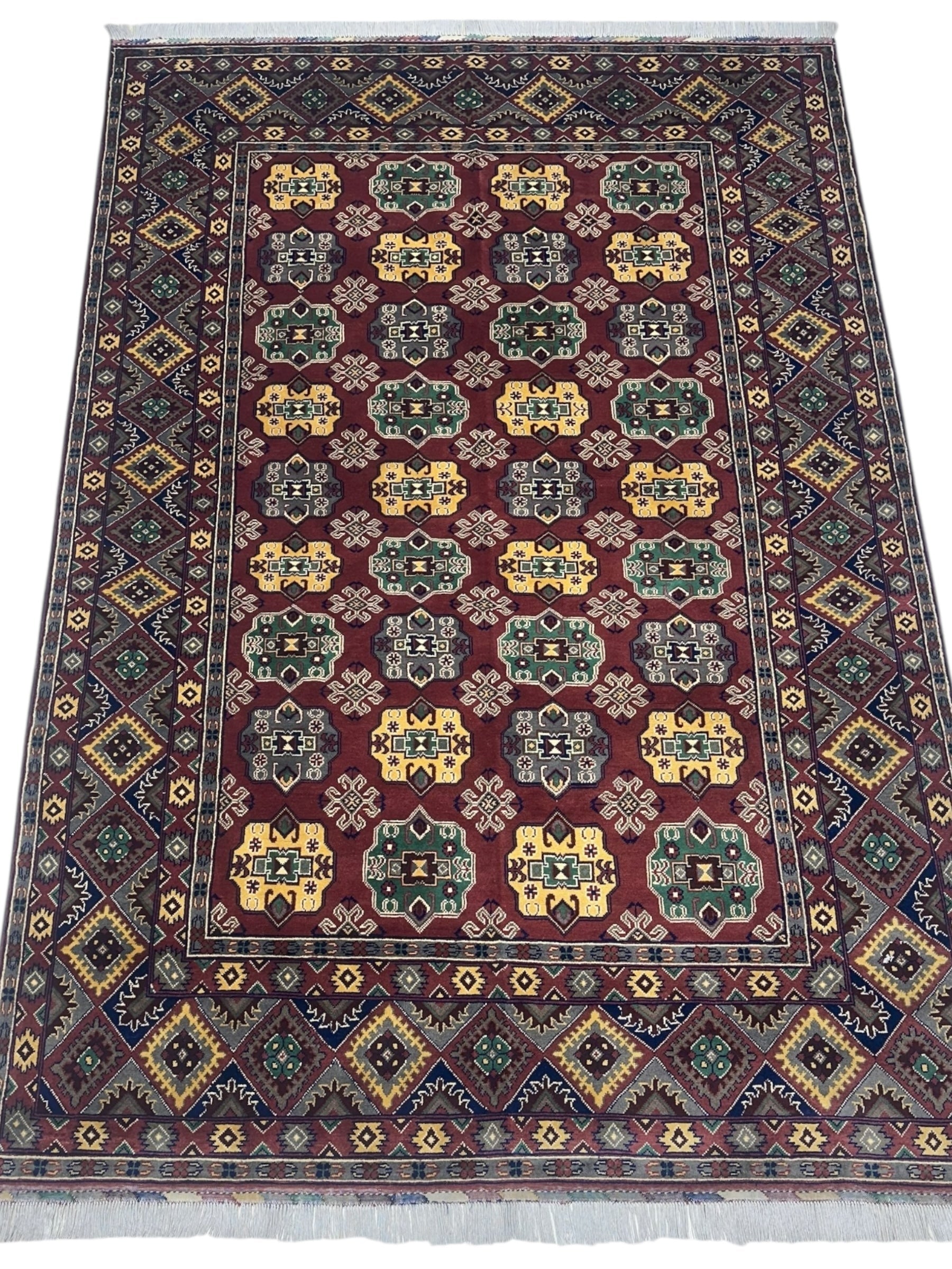 Hand-Knotted Afghani Turkmenistani Wool Rug – 6’5″  x  9’9″ - Nuvé