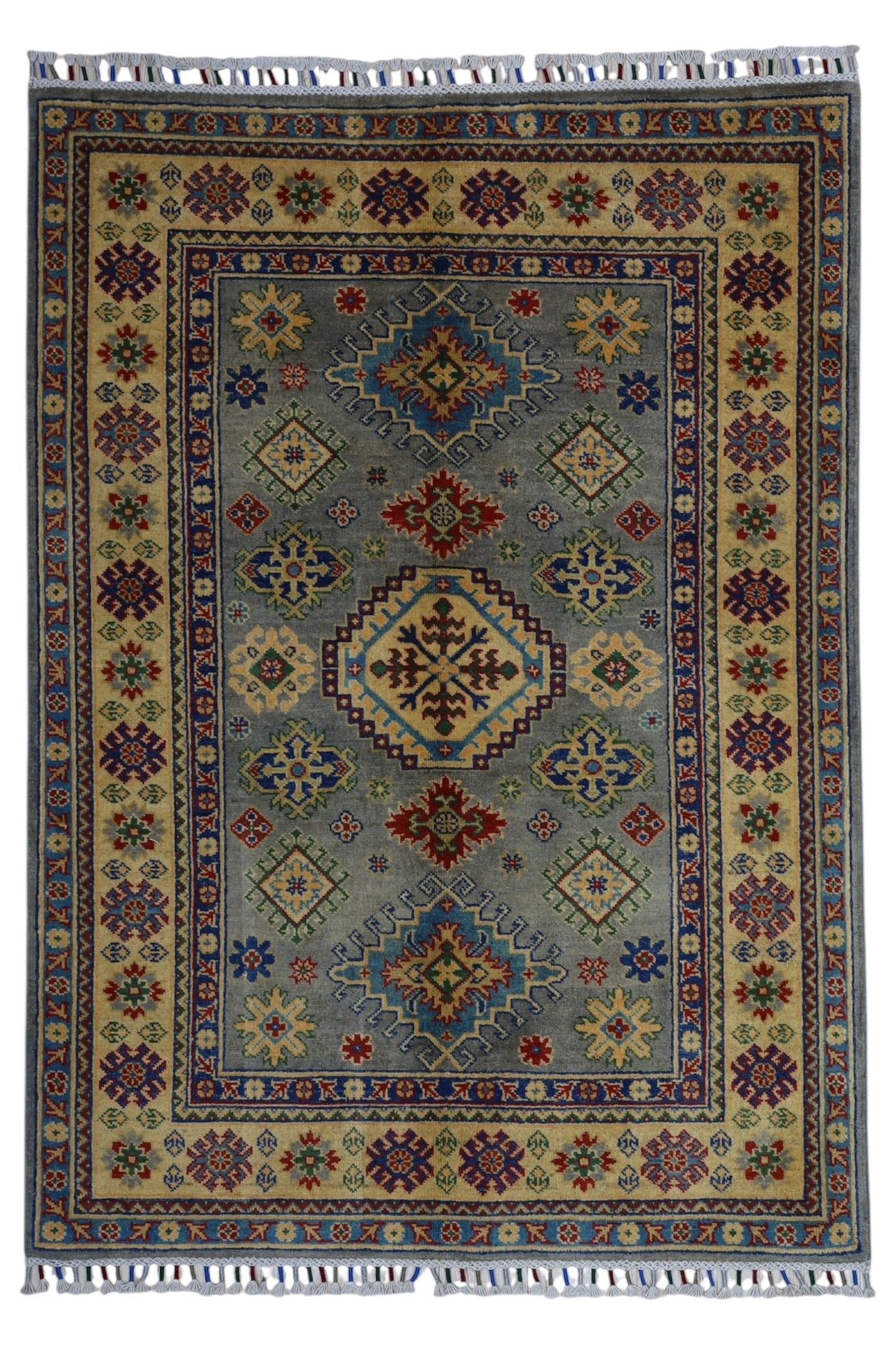 Hand-Knotted Afghani Kazak Wool Rug – 3’11″  x  5’6″ - Nuvé