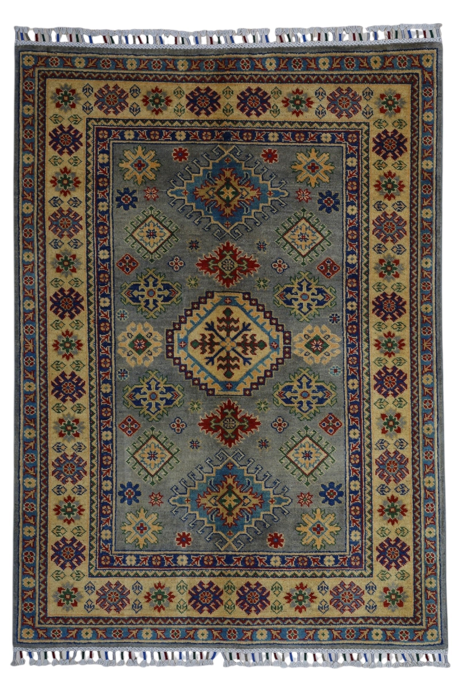 Hand-Knotted Afghani Kazak Wool Rug – 3’11″  x  5’6″ - Nuvé