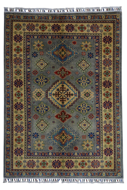 Hand-Knotted Afghani Kazak Wool Rug – 3’11″  x  5’6″ - Nuvé