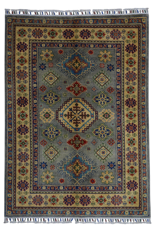Hand-Knotted Afghani Kazak Wool Rug – 3’11″  x  5’6″ - Nuvé