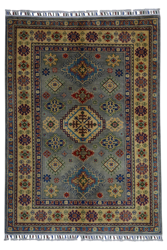 Hand-Knotted Afghani Kazak Wool Rug – 3’11″  x  5’6″ - Nuvé