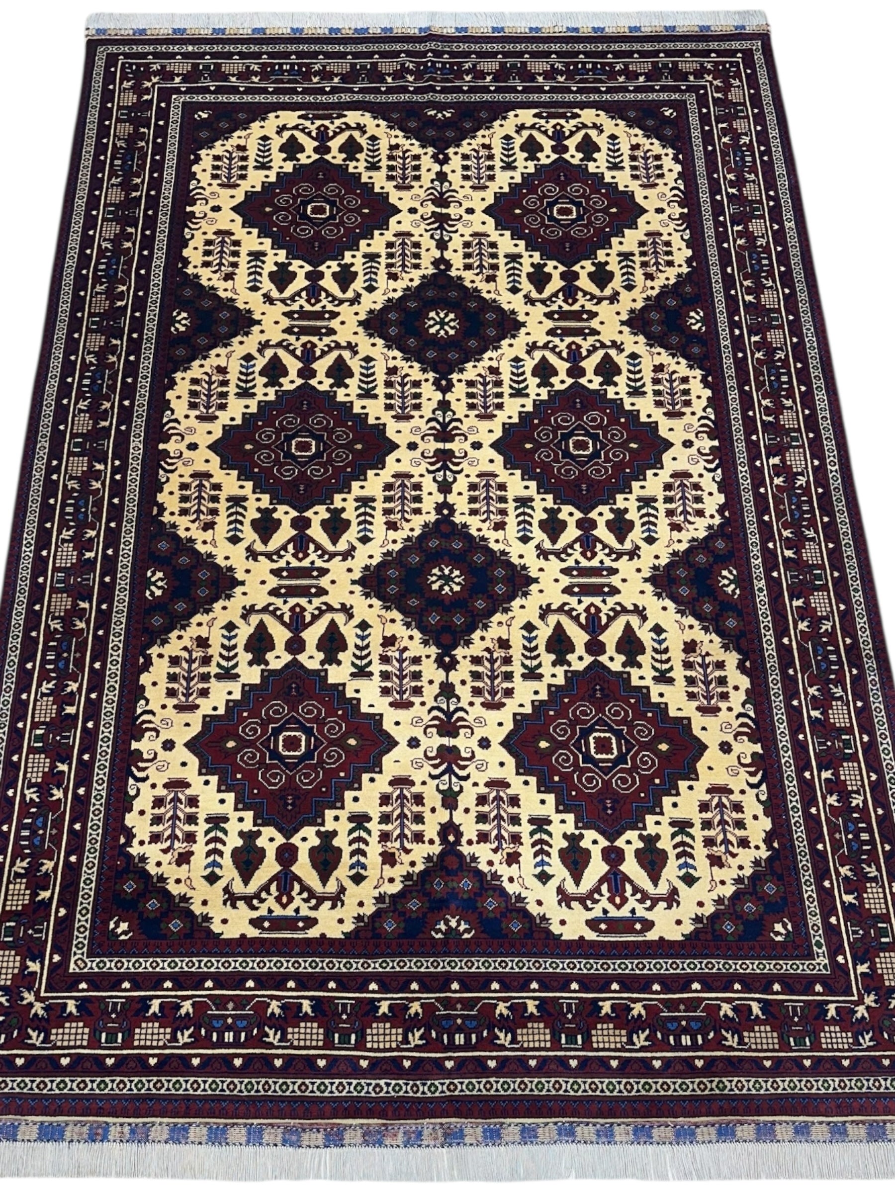 Hand-Knotted Afghani Zerkhaki Wool Rug – 6’6″  x  9’8″ - Nuvé