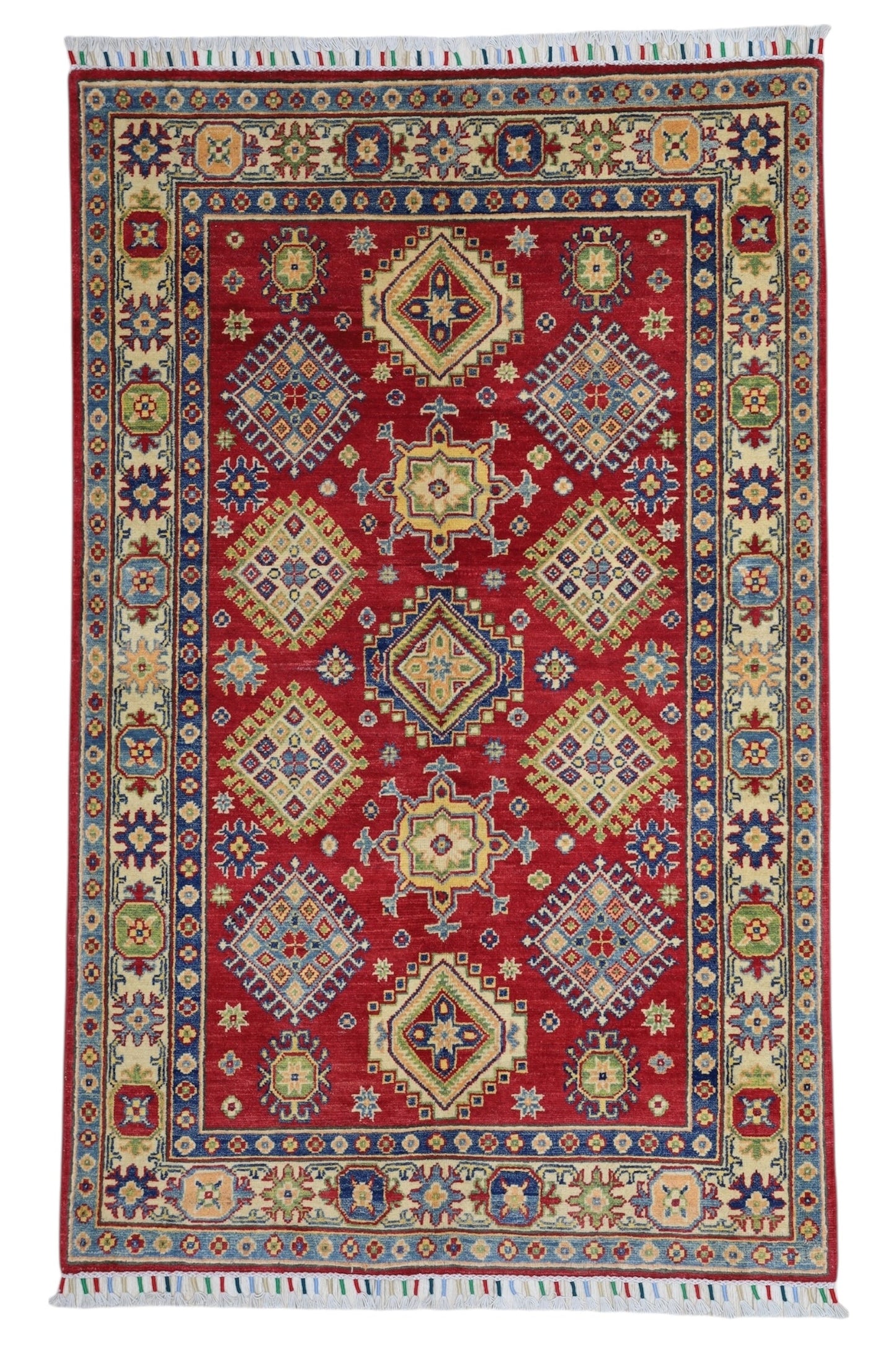 Hand-Knotted Afghani Kazak Wool Rug – 3’10″  x  6’0″ - Nuvé
