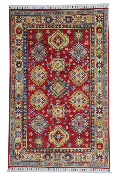 Hand-Knotted Afghani Kazak Wool Rug – 3’10″  x  6’0″ - Nuvé