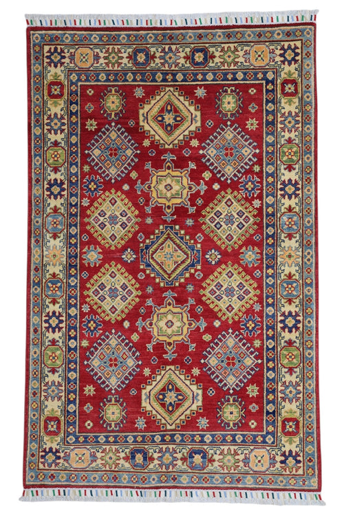 Hand-Knotted Afghani Kazak Wool Rug – 3’10″  x  6’0″ - Nuvé
