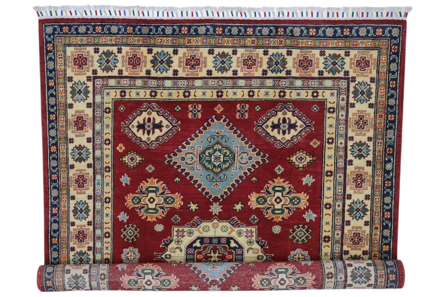 Hand-Knotted Afghani Kazak Wool Rug – 4’10″  x  6’6″ - Nuvé