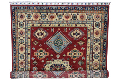 Hand-Knotted Afghani Kazak Wool Rug – 4’10″  x  6’6″ - Nuvé