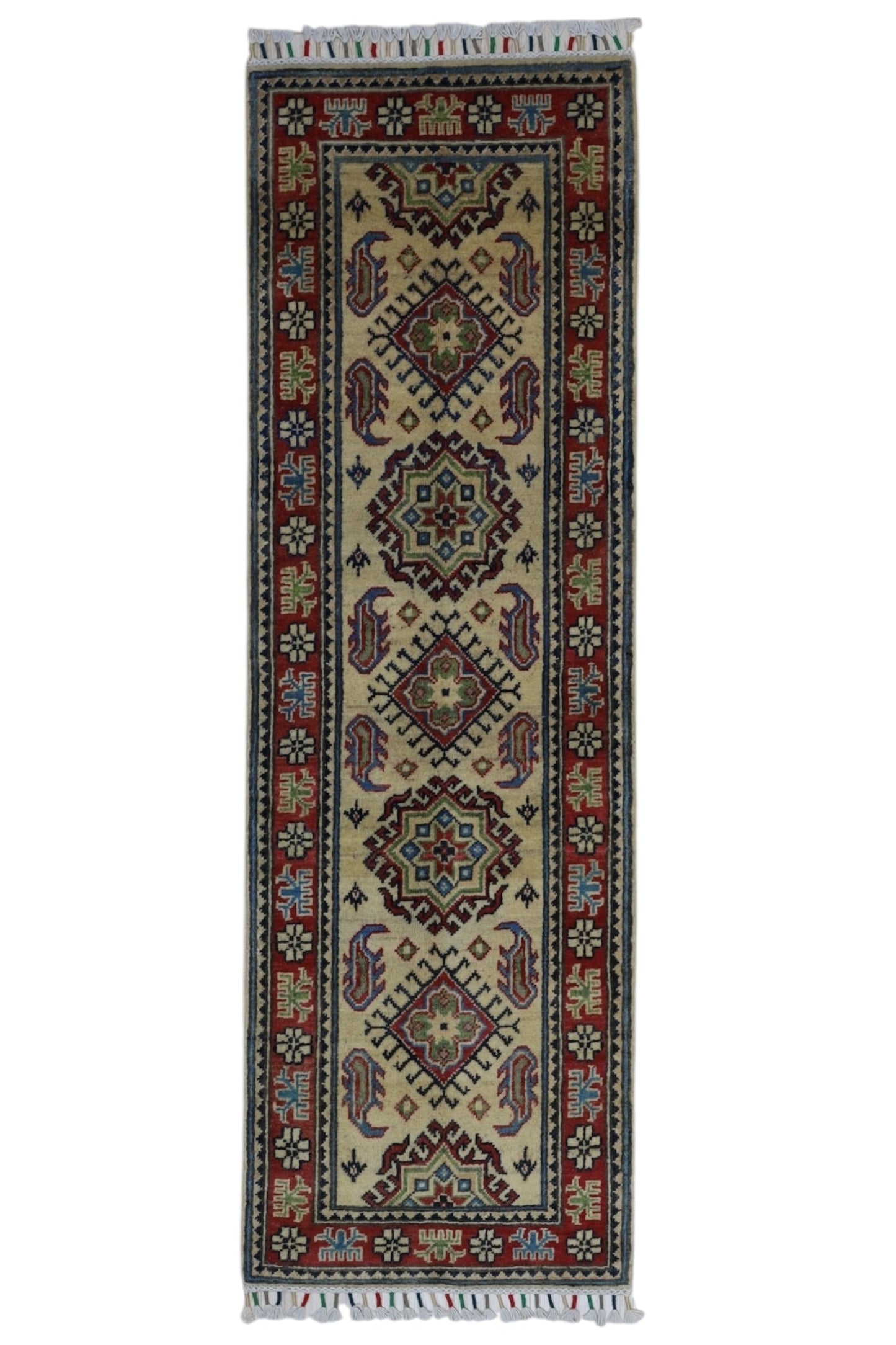 Hand-Knotted Afghani Kazak Wool Rug – 2’0″  x  6’2″ - Nuvé