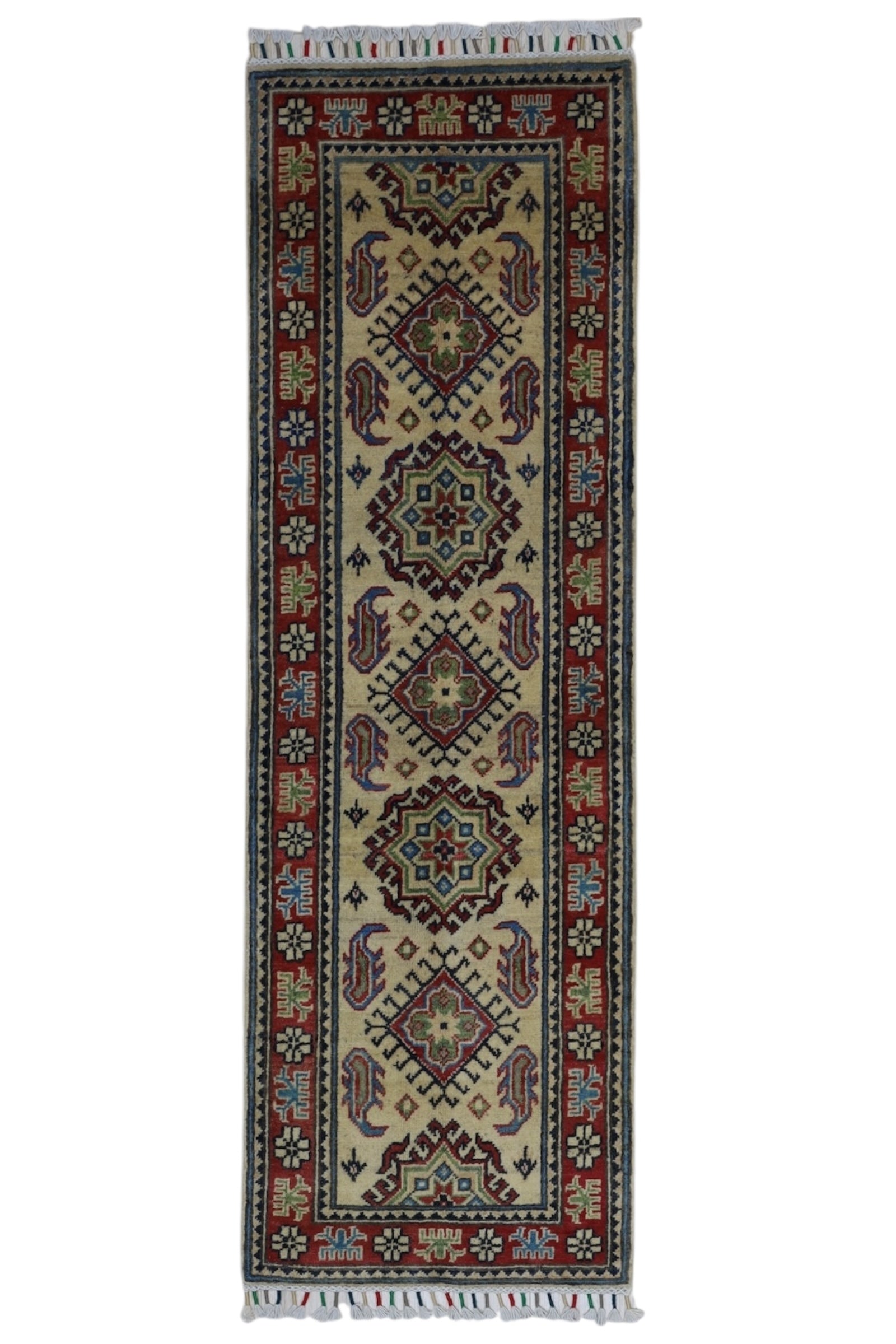 Hand-Knotted Afghani Kazak Wool Rug – 2’0″  x  6’2″ - Nuvé