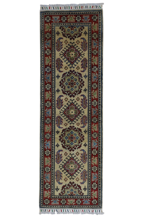 Hand-Knotted Afghani Kazak Wool Rug – 2’0″  x  6’2″ - Nuvé