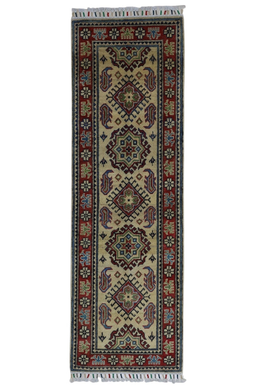 Hand-Knotted Afghani Kazak Wool Rug – 2’0″  x  6’2″ - Nuvé