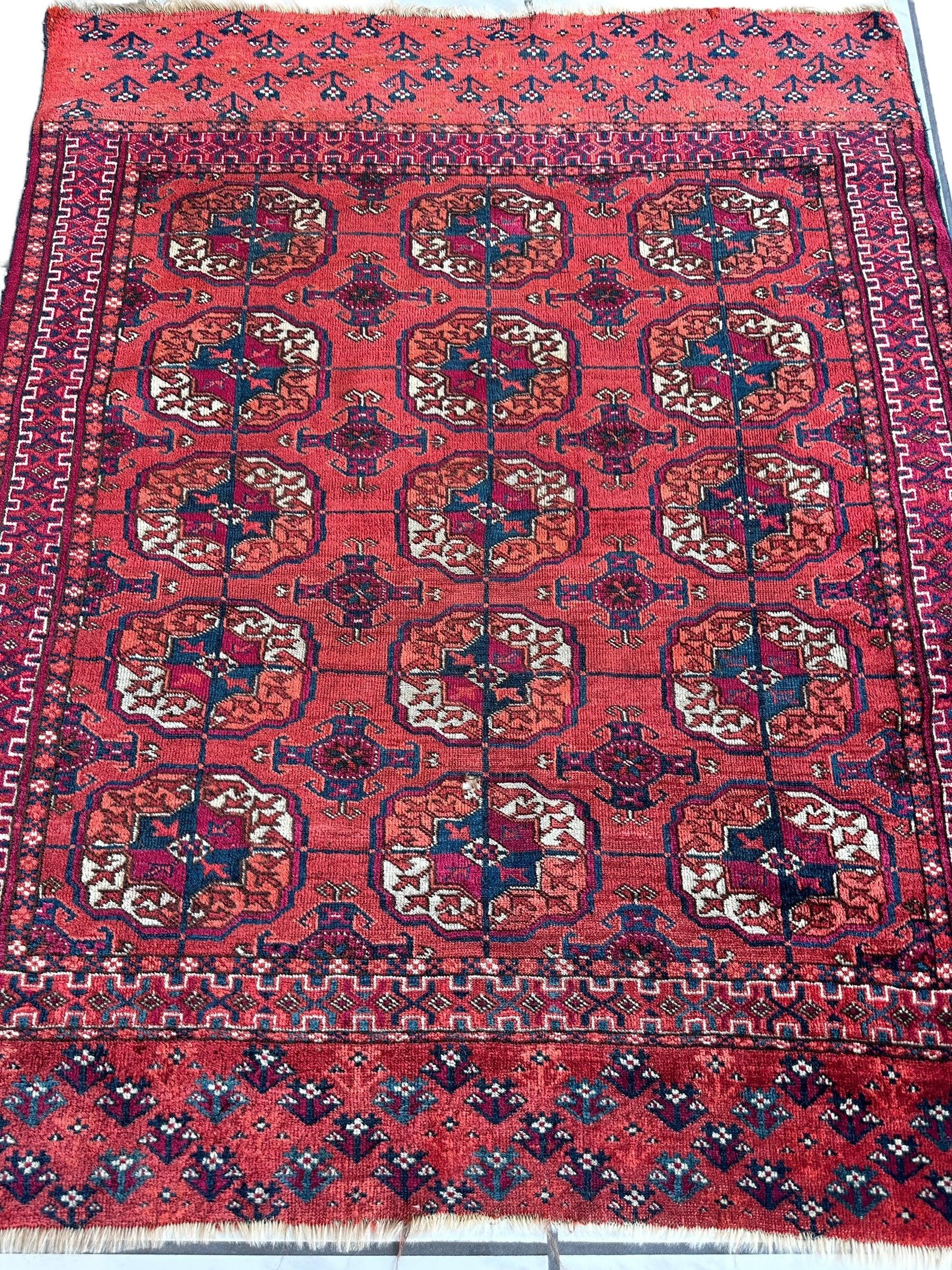 Antique 1920’s Tribal Turkoman Tekke Wedding Rug 3’4” x 4’1” - Nuvé