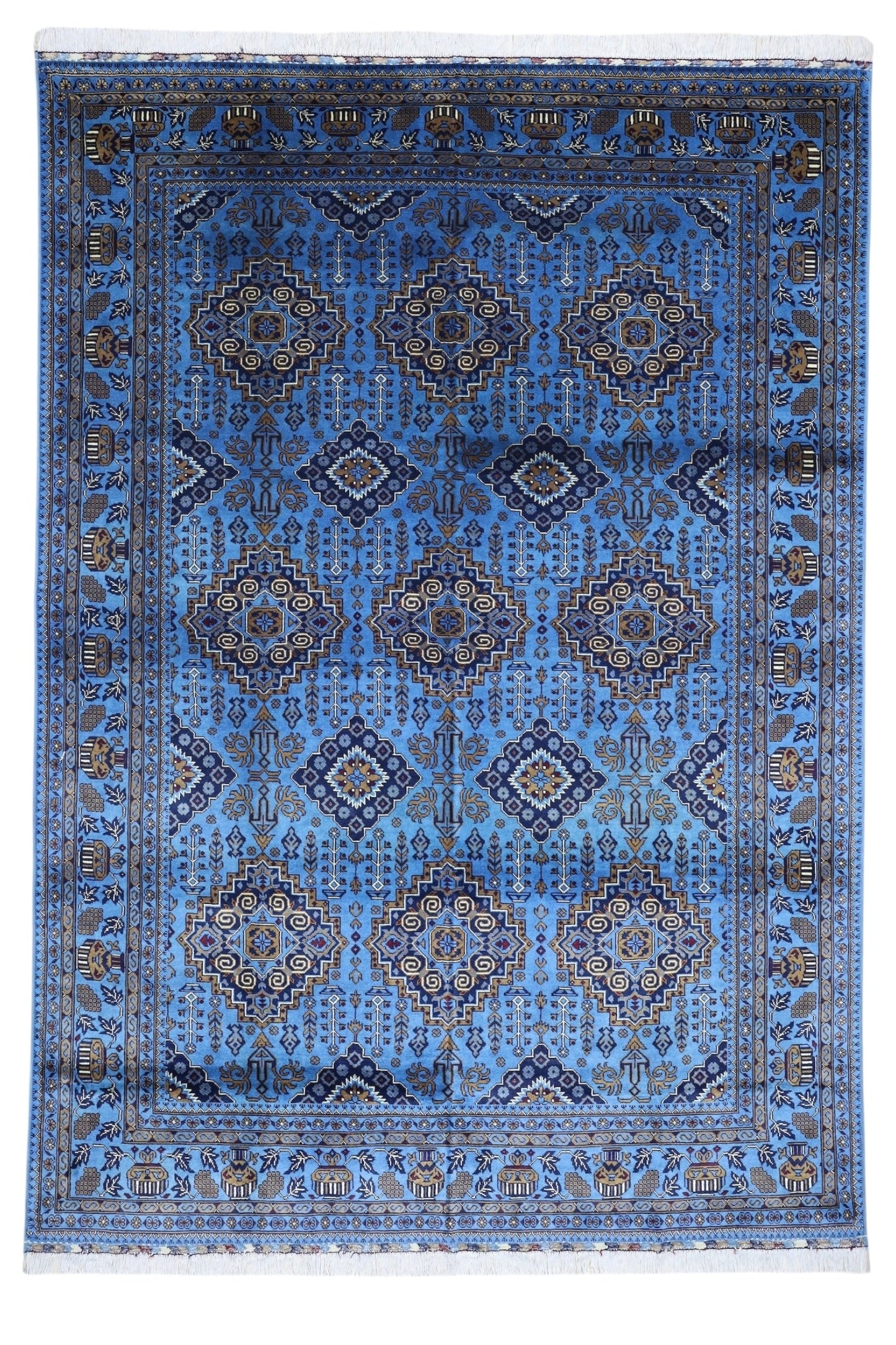Hand-Knotted Afghani Zerkhaki Wool Rug – 6’7″  x  9’3″ - Nuvé