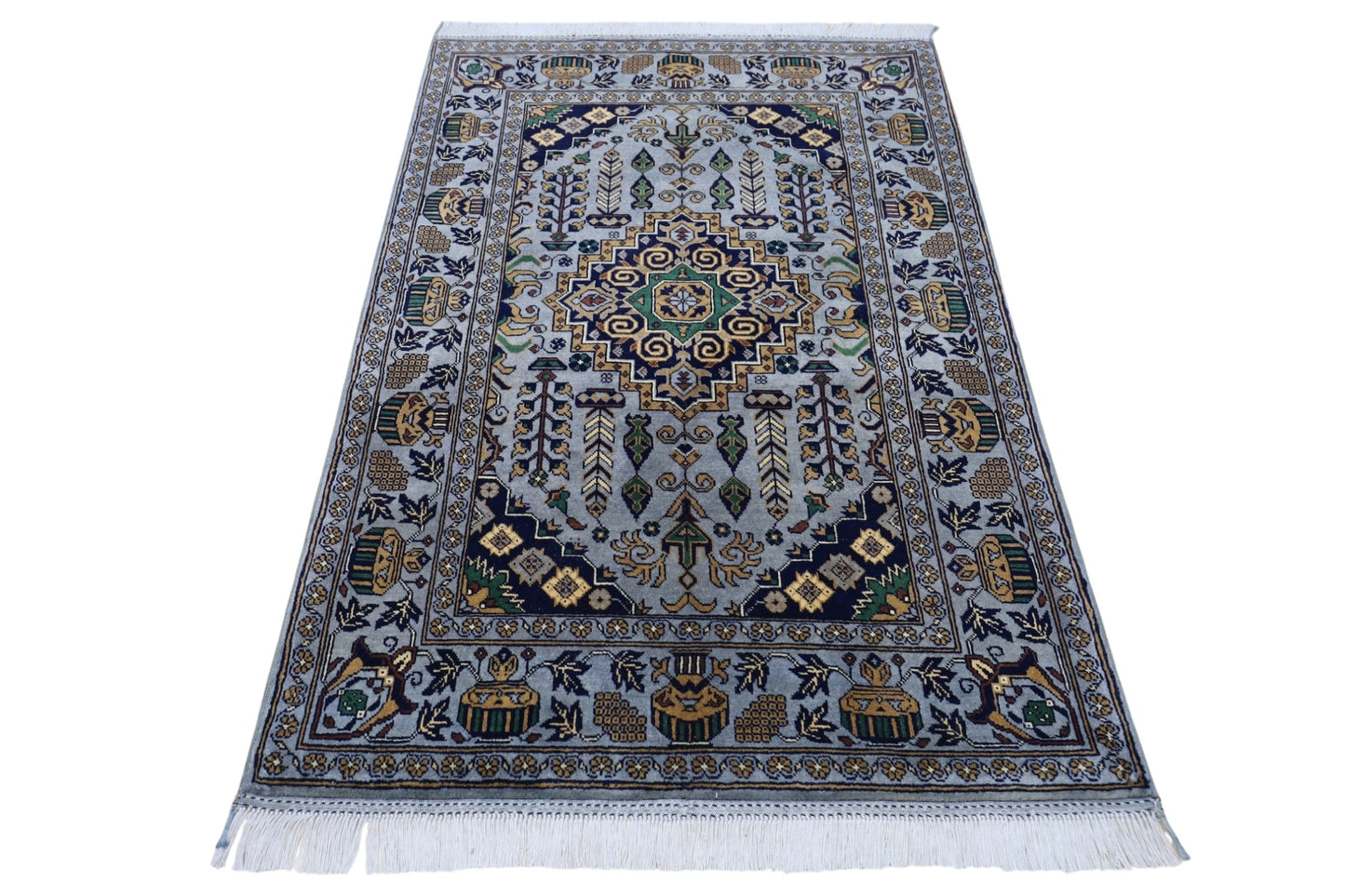 Hand-Knotted Afghani Zerkhaki Wool Rug – 3’4″  x  4’11″ - Nuvé