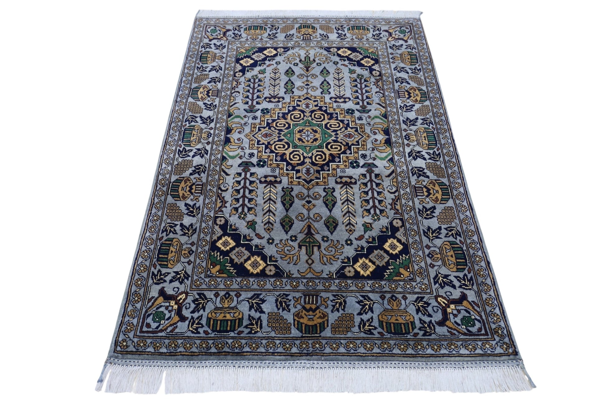 Hand-Knotted Afghani Zerkhaki Wool Rug – 3’4″  x  4’11″ - Nuvé
