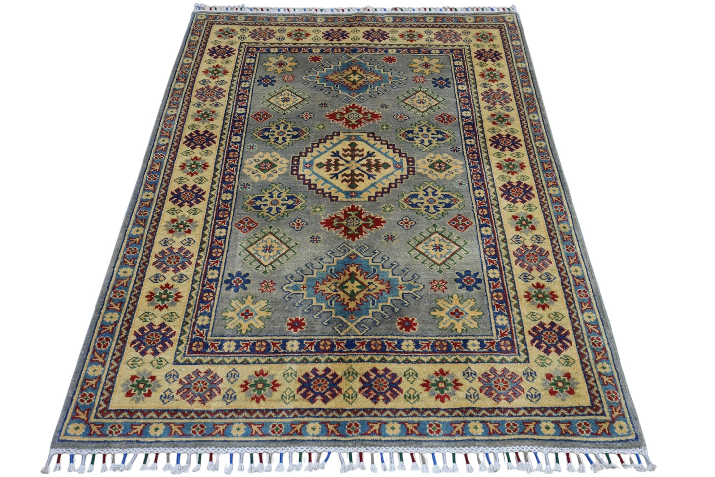 Hand-Knotted Afghani Kazak Wool Rug – 3’11″  x  5’6″ - Nuvé