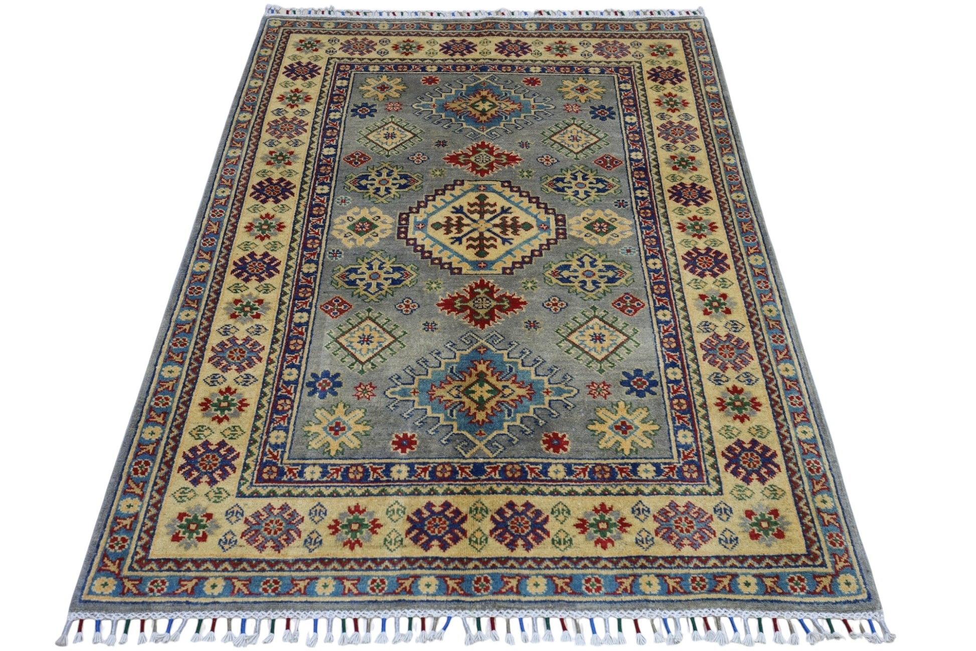 Hand-Knotted Afghani Kazak Wool Rug – 3’11″  x  5’6″ - Nuvé