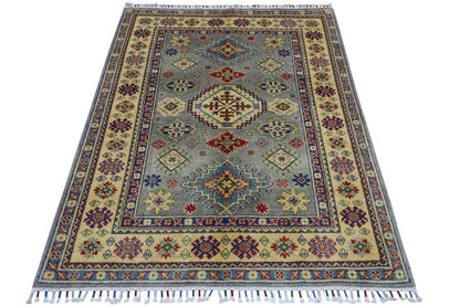 Hand-Knotted Afghani Kazak Wool Rug – 3’11″  x  5’6″ - Nuvé