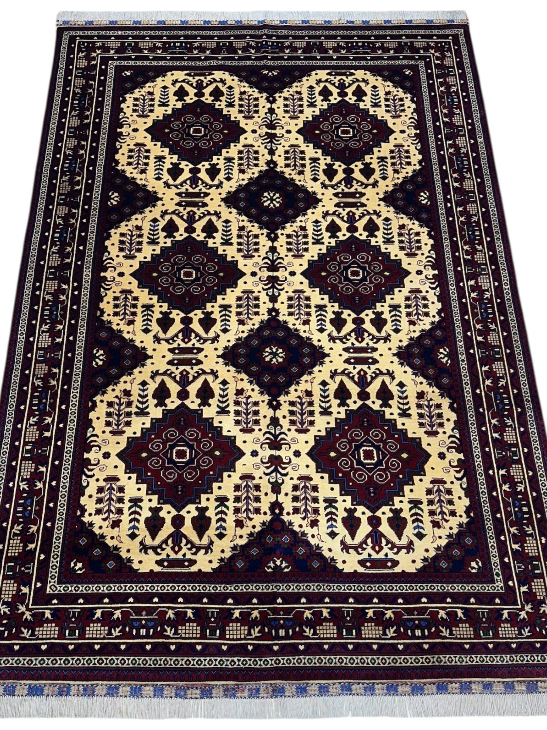 Hand-Knotted Afghani Zerkhaki Wool Rug – 6’6″  x  9’8″ - Nuvé