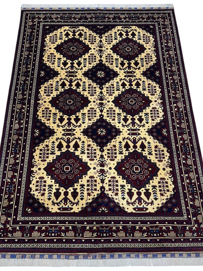 Hand-Knotted Afghani Zerkhaki Wool Rug – 6’6″  x  9’8″ - Nuvé
