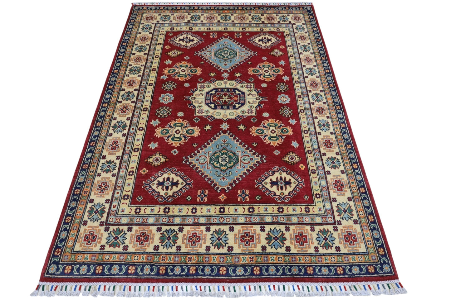 Hand-Knotted Afghani Kazak Wool Rug – 4’10″  x  6’6″ - Nuvé