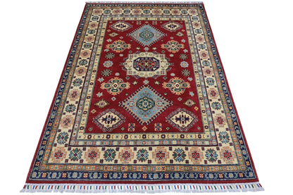 Hand-Knotted Afghani Kazak Wool Rug – 4’10″  x  6’6″ - Nuvé