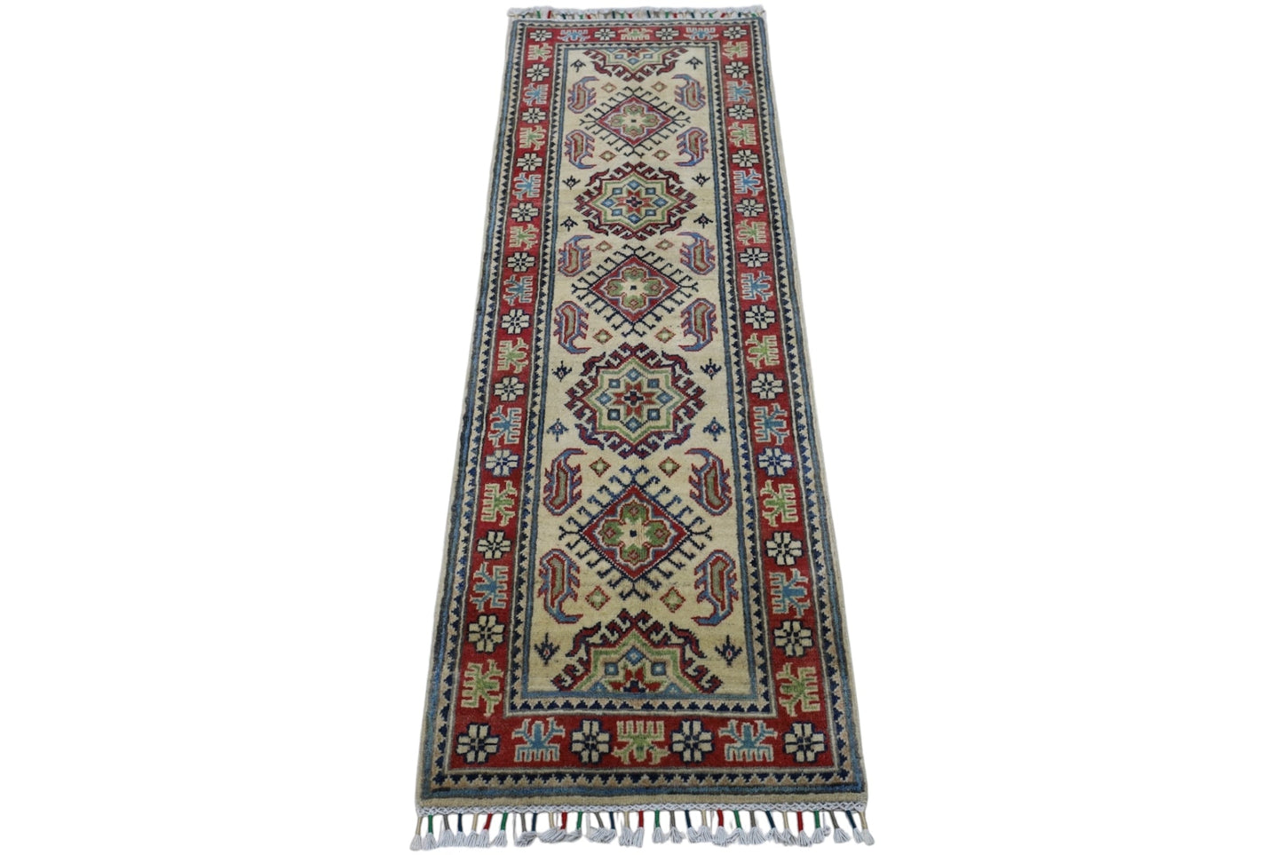 Hand-Knotted Afghani Kazak Wool Rug – 2’0″  x  6’2″ - Nuvé