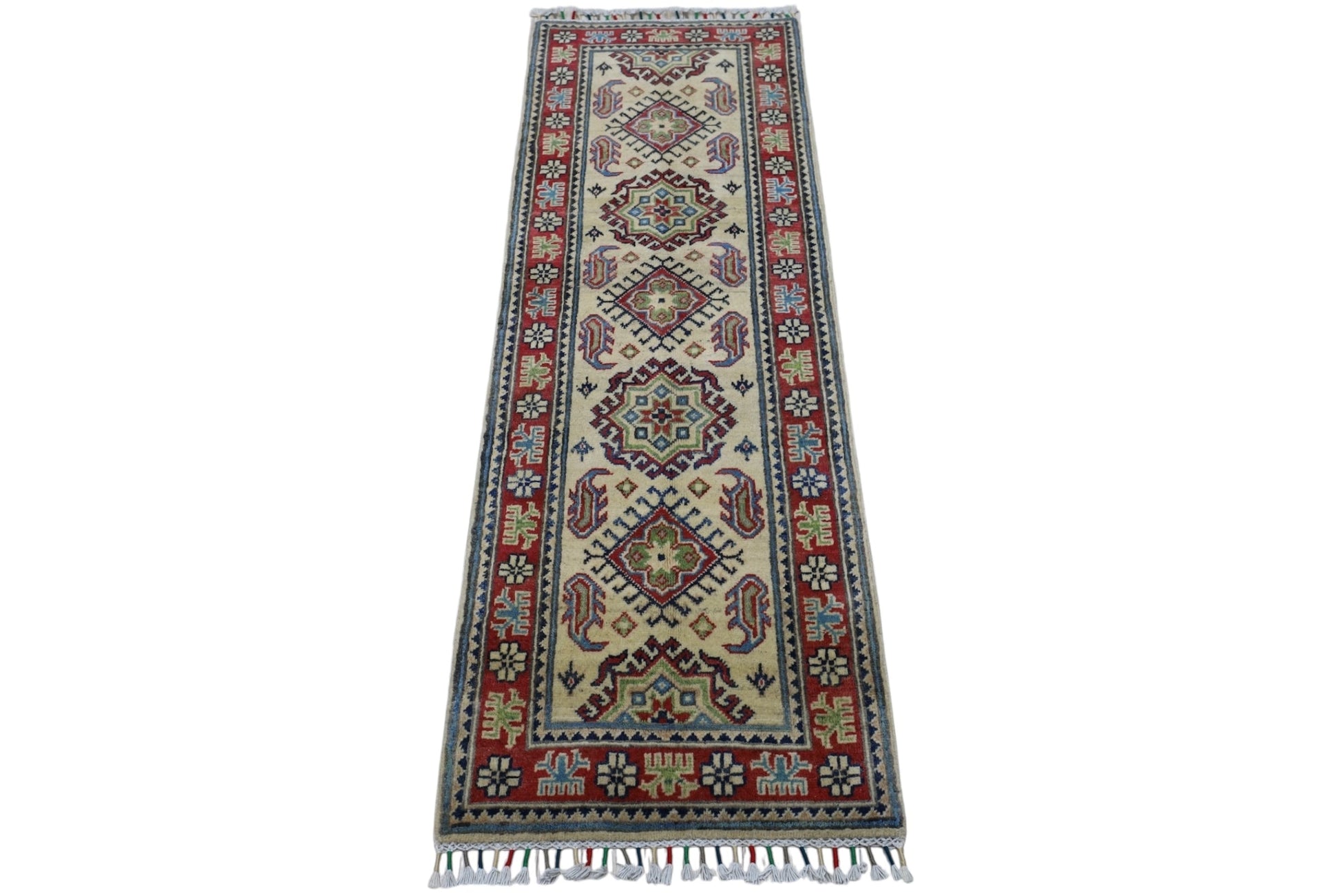 Hand-Knotted Afghani Kazak Wool Rug – 2’0″  x  6’2″ - Nuvé