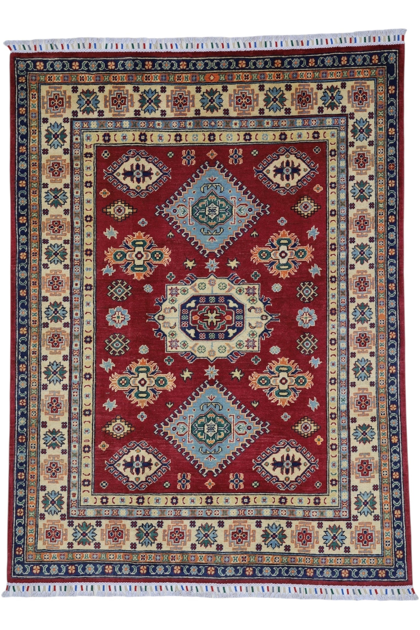 Hand-Knotted Afghani Kazak Wool Rug – 4’10″  x  6’6″ - Nuvé