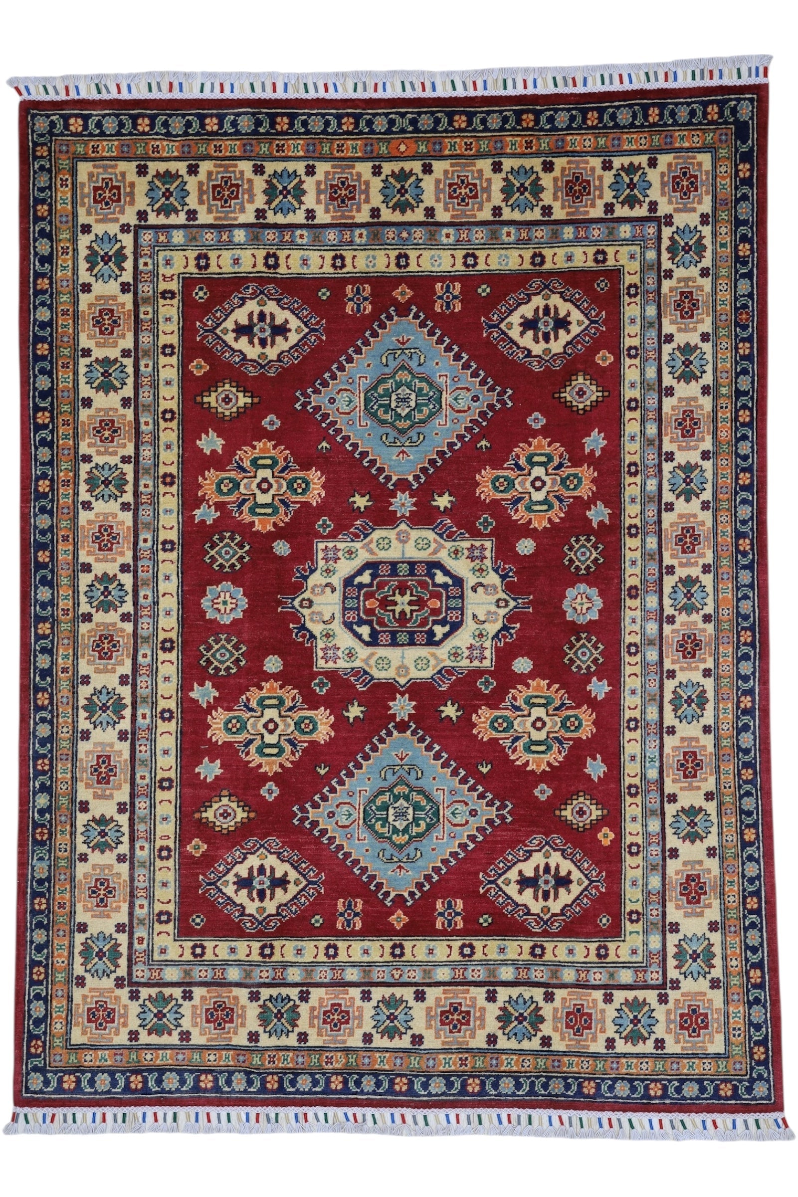 Hand-Knotted Afghani Kazak Wool Rug – 4’10″  x  6’6″ - Nuvé