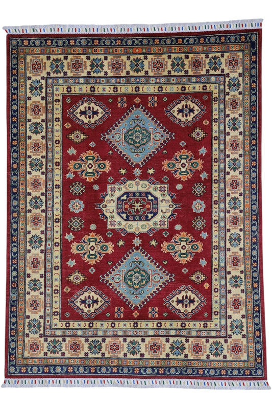 Hand-Knotted Afghani Kazak Wool Rug – 4’10″  x  6’6″ - Nuvé