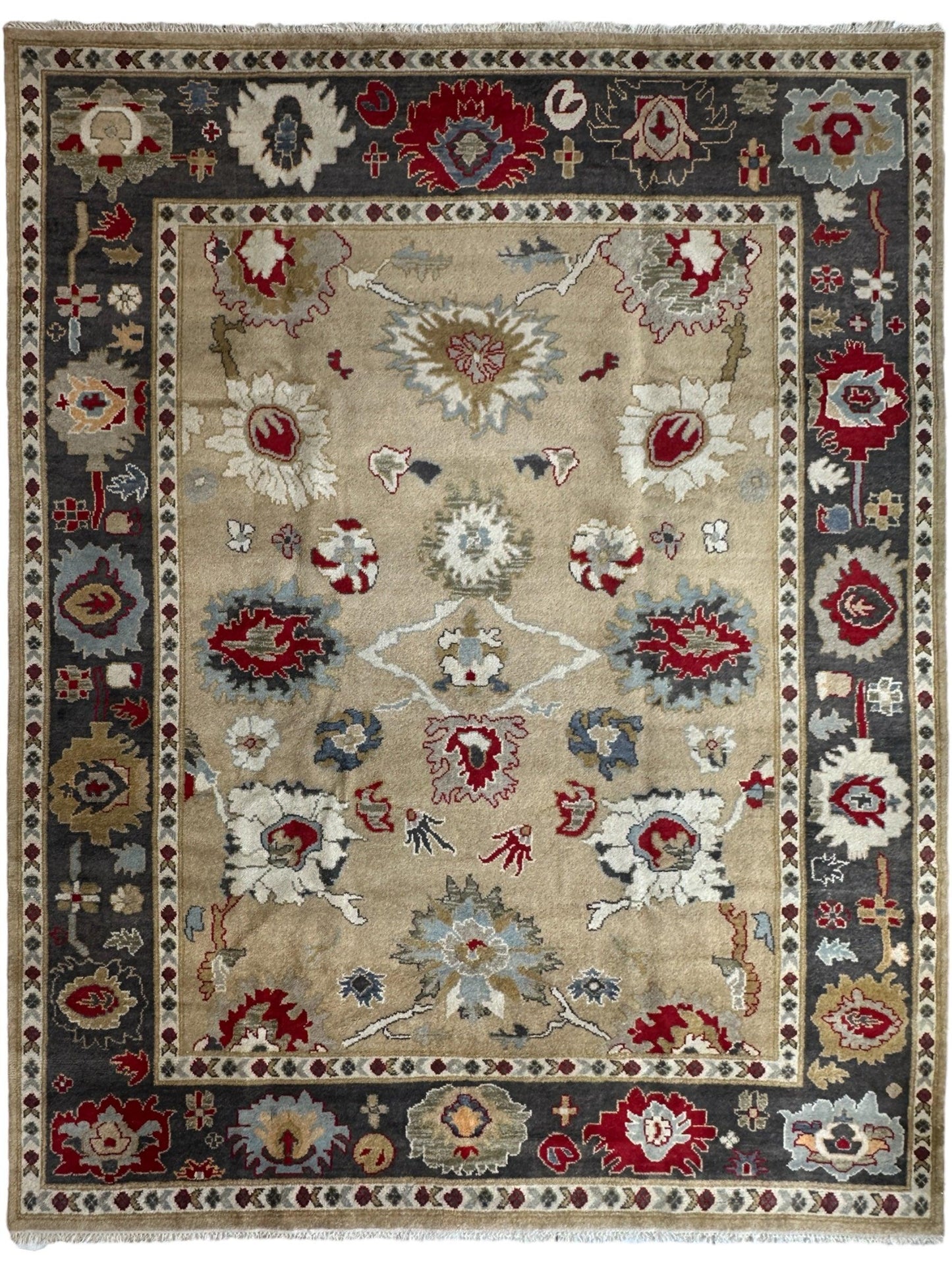 Hand Knotted Oushak Traditional Wool Rug, Living Room 9 x 12 Rug - Nuvé