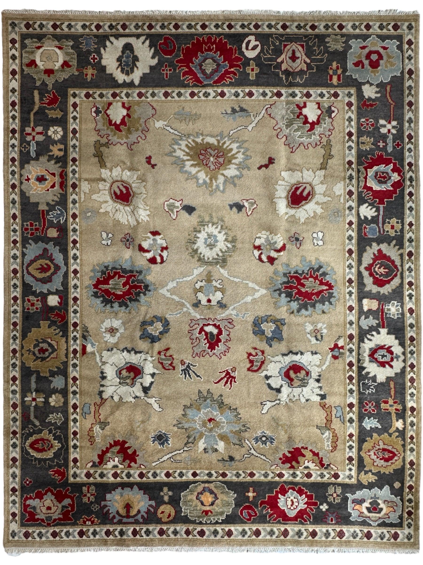 Hand Knotted Oushak Traditional Wool Rug, Living Room 9 x 12 Rug - Nuvé