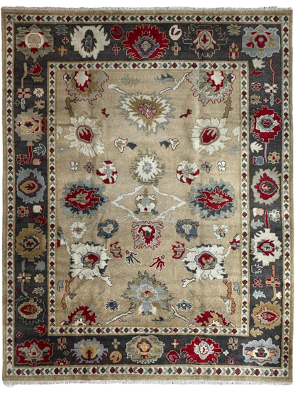 Hand Knotted Oushak Traditional Wool Rug, Living Room 9 x 12 Rug - Nuvé