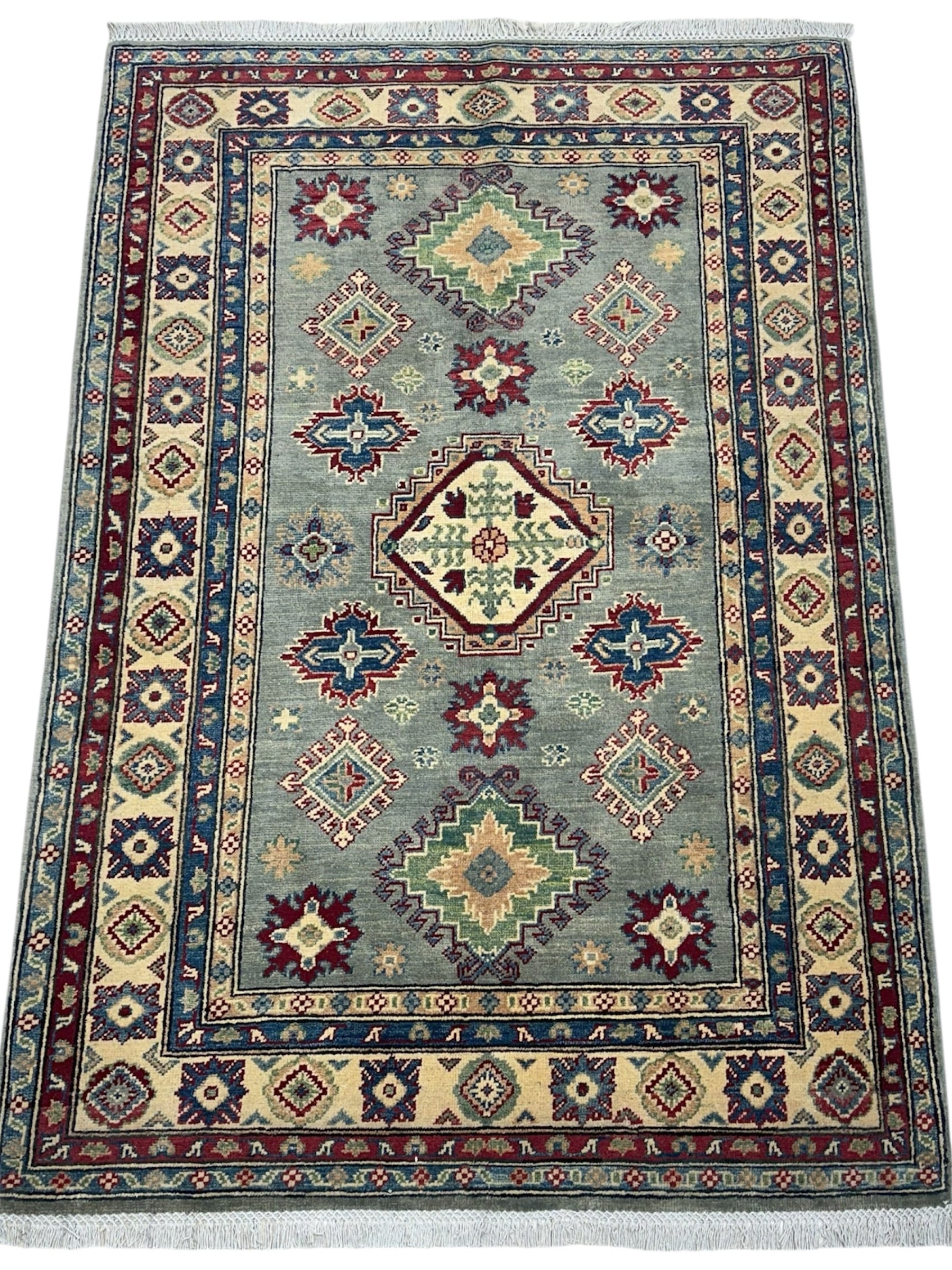 Hand-Knotted Afghani Kazak Wool Rug – 4’ x  6’ - Nuvé