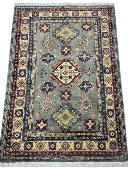 Hand-Knotted Afghani Kazak Wool Rug – 4’ x  6’ - Nuvé