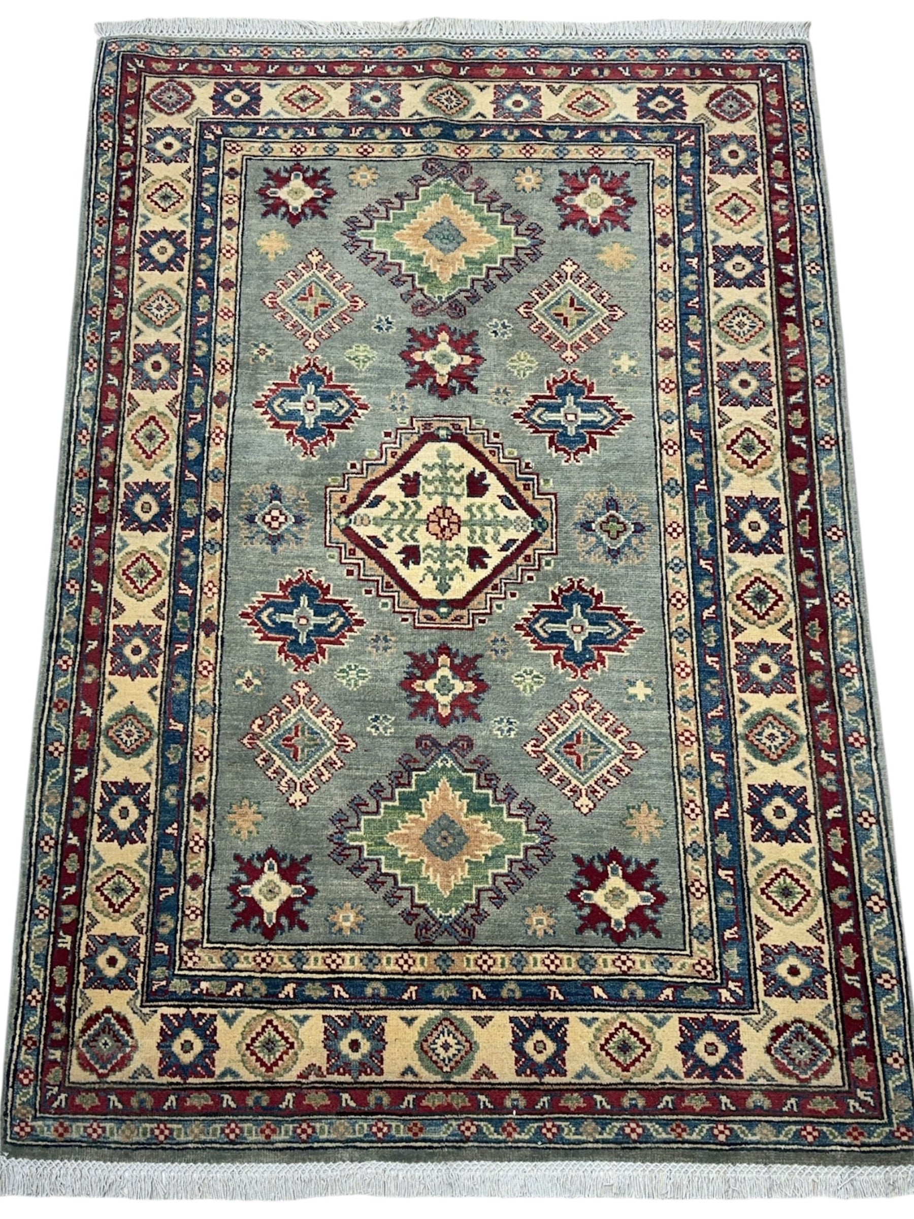 Hand-Knotted Afghani Kazak Wool Rug – 4’ x  6’ - Nuvé