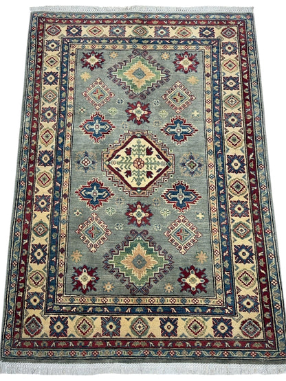 Hand-Knotted Afghani Kazak Wool Rug – 4’ x  6’ - Nuvé