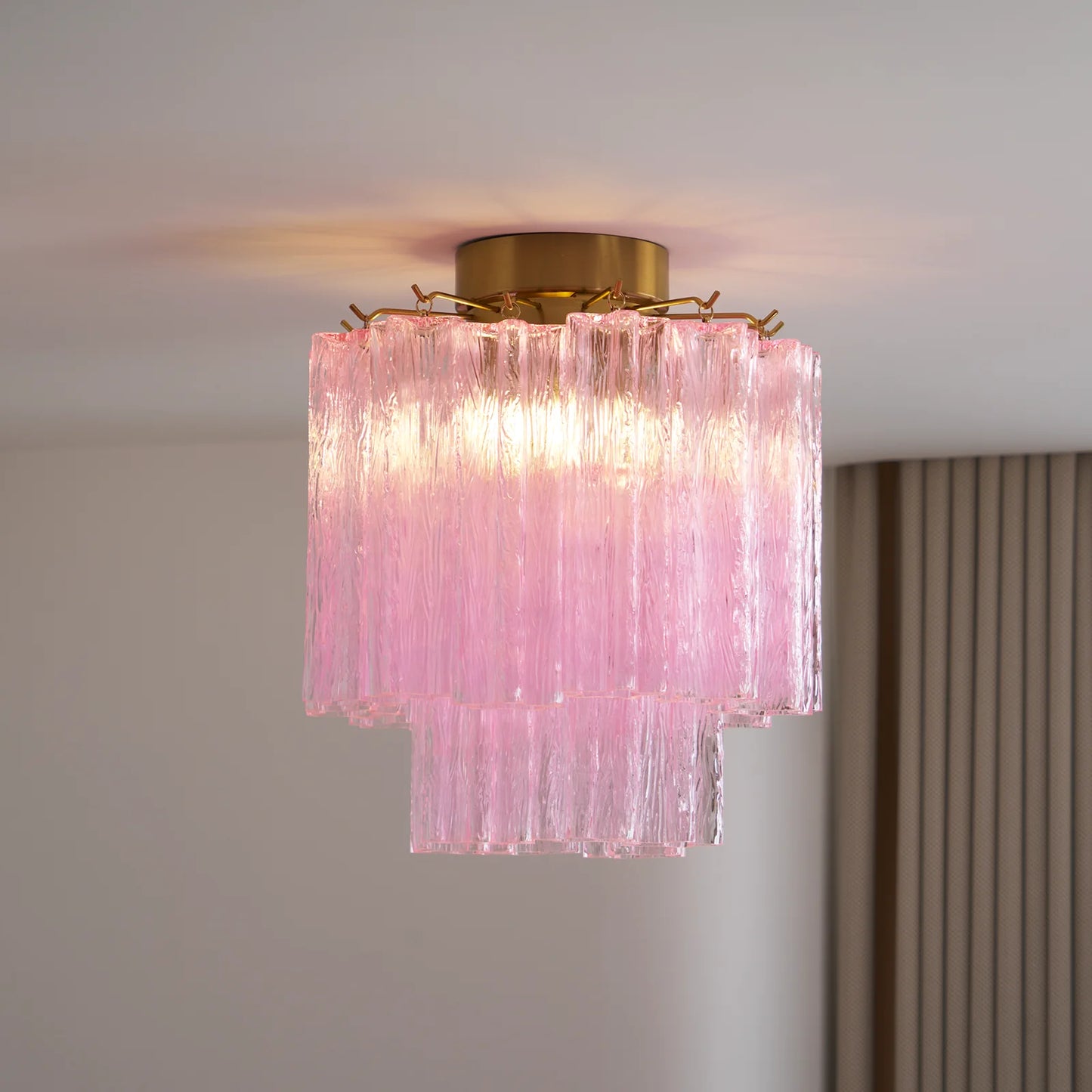 Pink Glass Tubes Murano Ceiling Lamp - Nuvé
