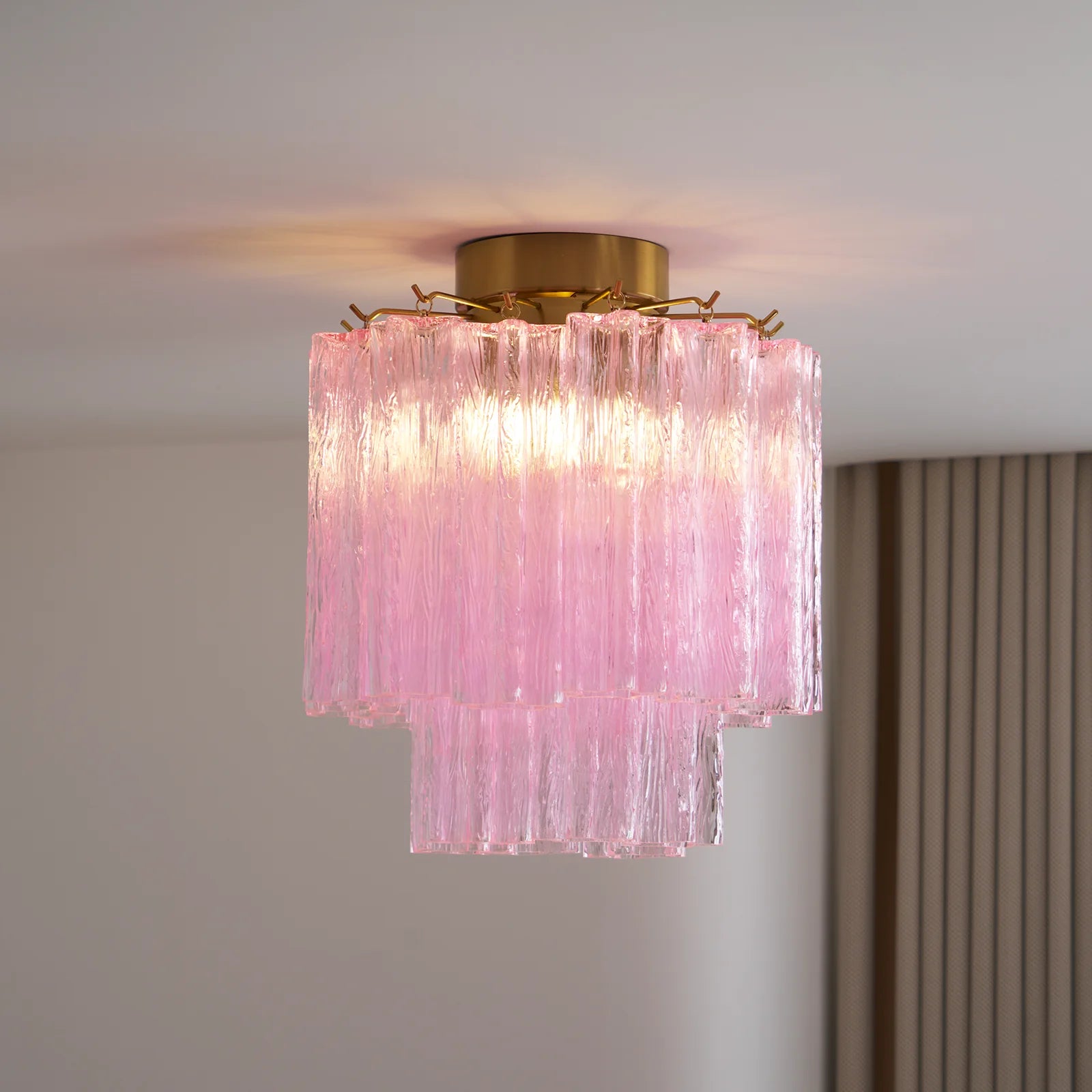 Pink Glass Tubes Murano Ceiling Lamp - Nuvé