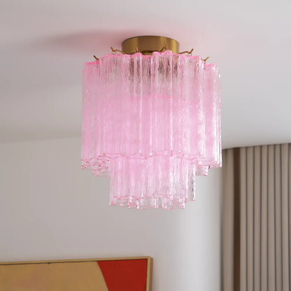 Pink Glass Tubes Murano Ceiling Lamp - Nuvé