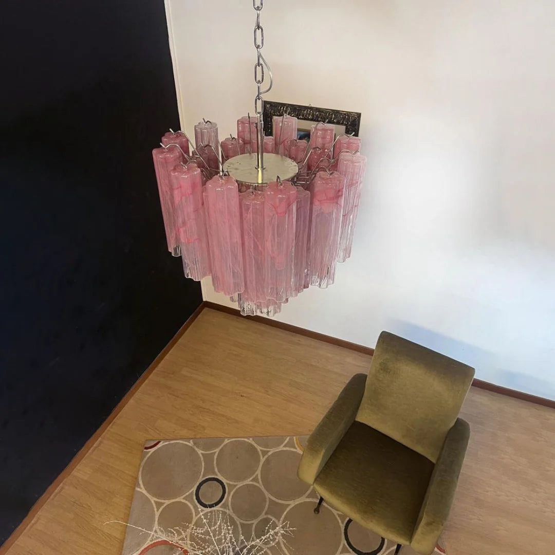 Pink Murano Glass Tronchi Chandelier - Nuvé