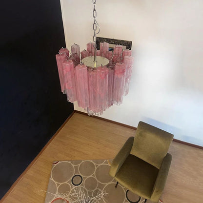 Pink Murano Glass Tronchi Chandelier - Nuvé