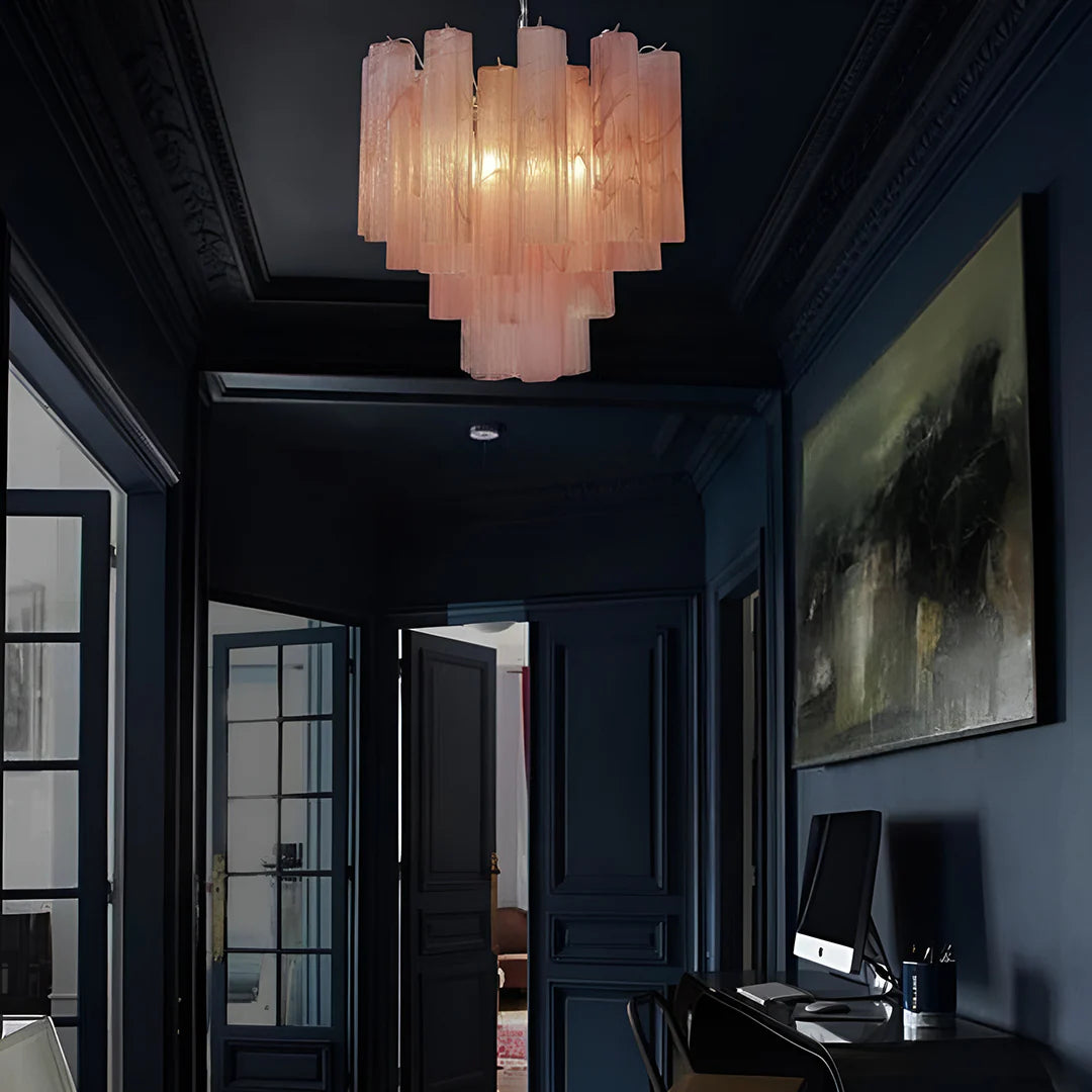 Pink Murano Glass Tronchi Chandelier - Nuvé