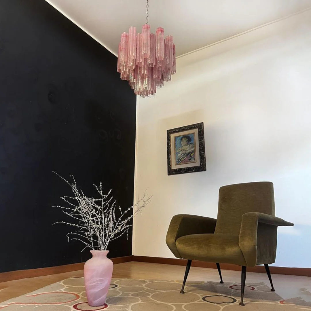 Pink Murano Glass Tronchi Chandelier - Nuvé
