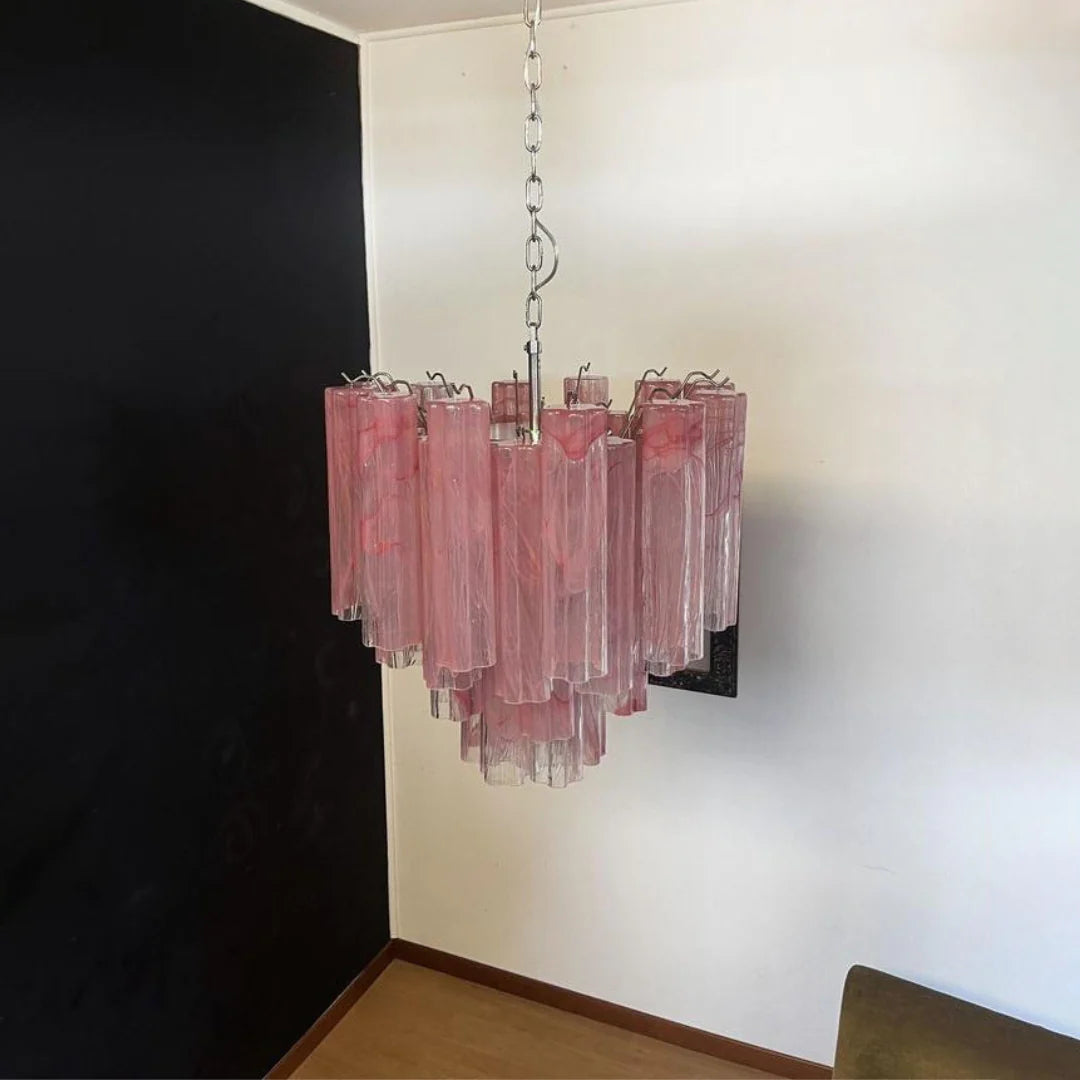 Pink Murano Glass Tronchi Chandelier - Nuvé