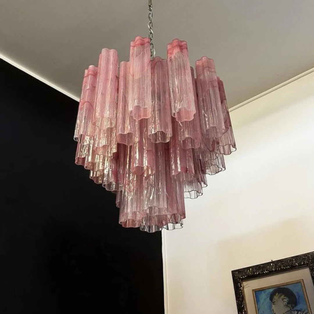 Pink Murano Glass Tronchi Chandelier - Nuvé