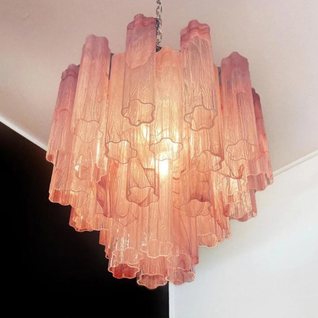 Pink Murano Glass Tronchi Chandelier - Nuvé